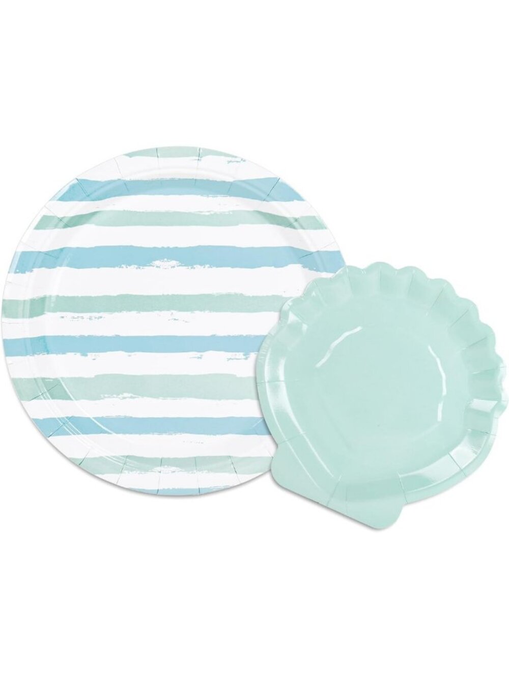 50 Pcs Coastal Seashell Paper Plates - Summer Beach Theme Disposable Tableware